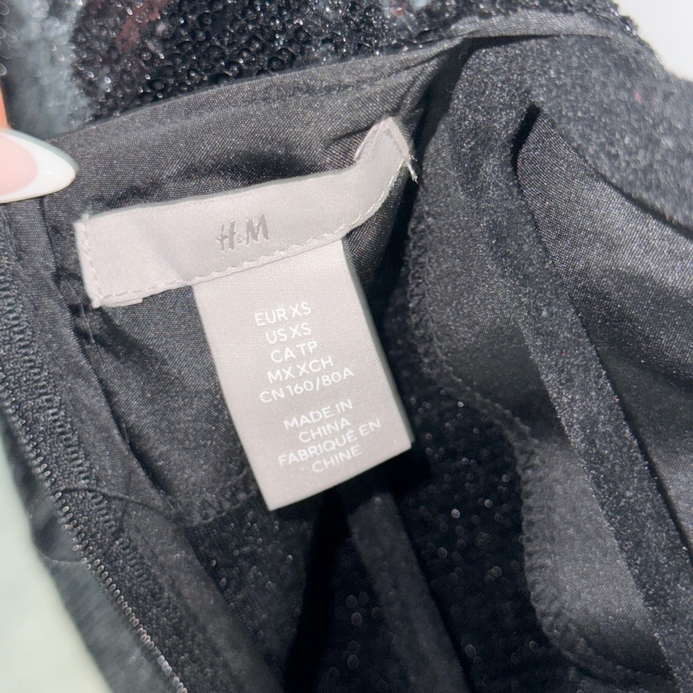 H&M Black Sequence Top With Shoulder Pads - image 5